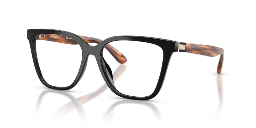 EMPORIO ARMANI CLIP ON PLASTIC CATEYE SHINY BLACK FULL FRAME