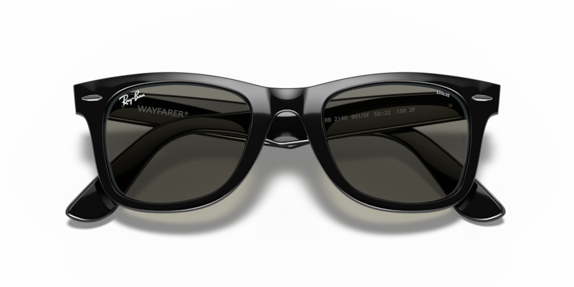 RAYBAN PLASTIC WAYFARER BLACK CRYSTAL GREY SUNGLASS