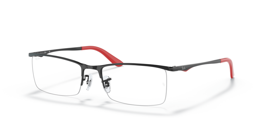 RAYBAN METAL BLACK RECTANGLE SEMI RIM FRAME