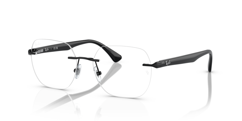 RAYBAN METAL BLACK HEXAGON RIMLESS FRAME