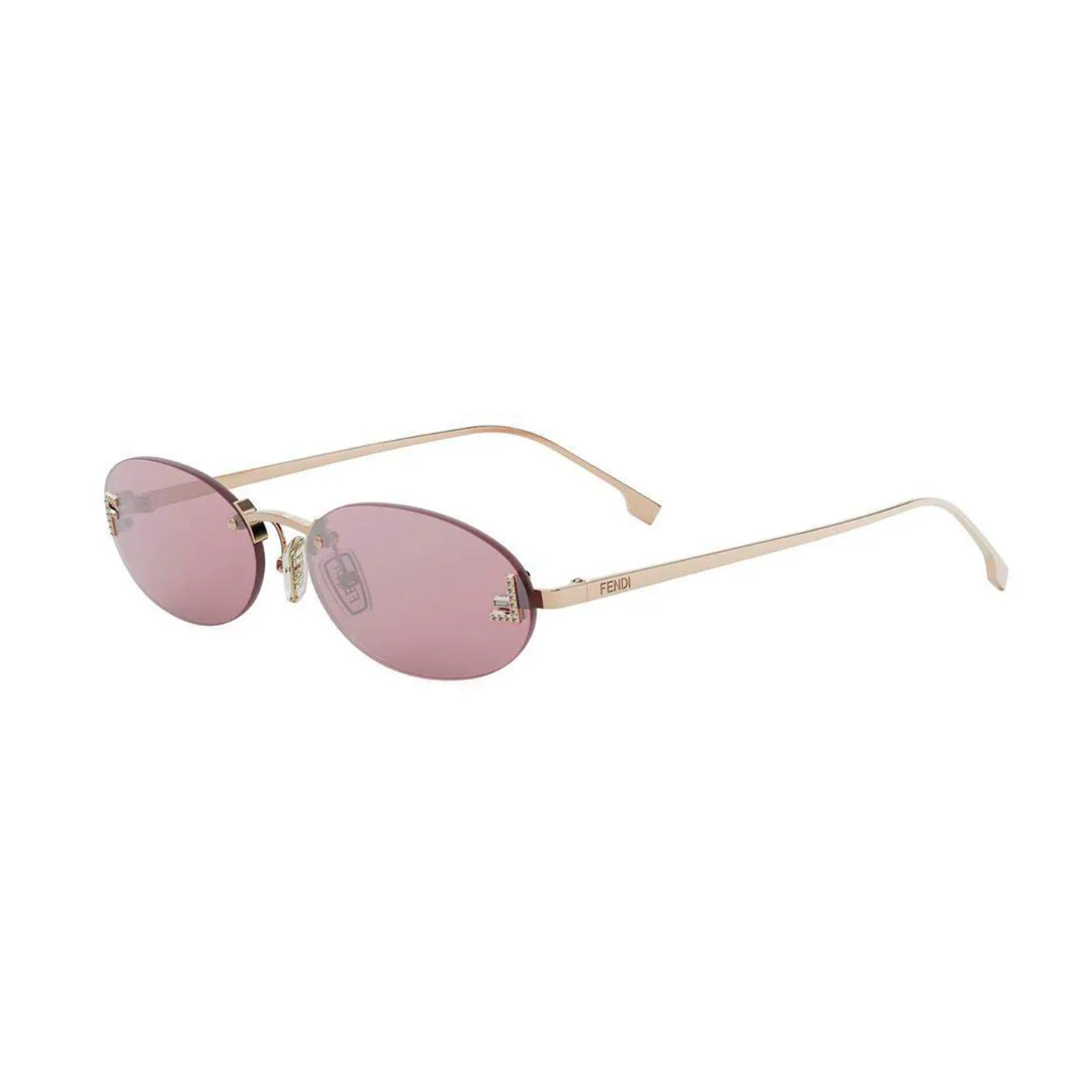 FENDI PINK METAL OVAL RIMLESS SUNGLASS