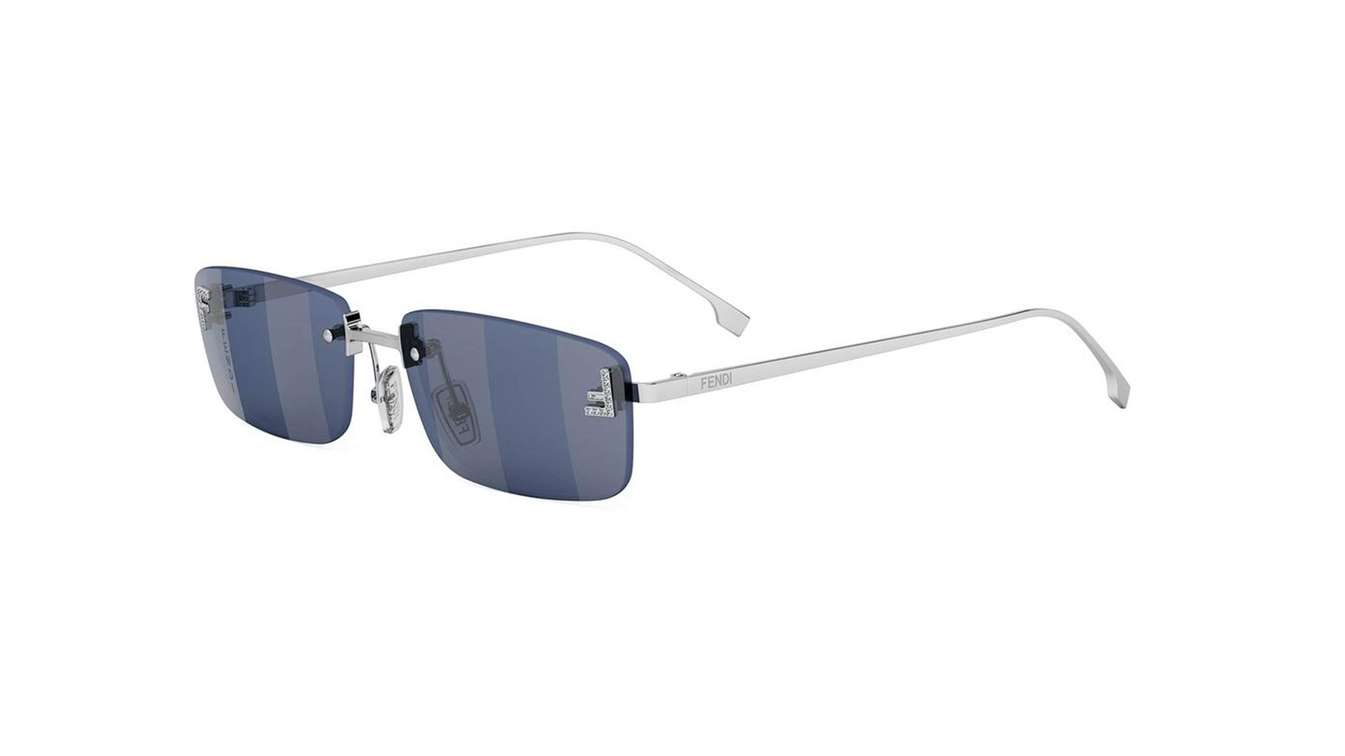 FENDI METAL BLUE RECTANGLE RIMLESS SUNGLASS