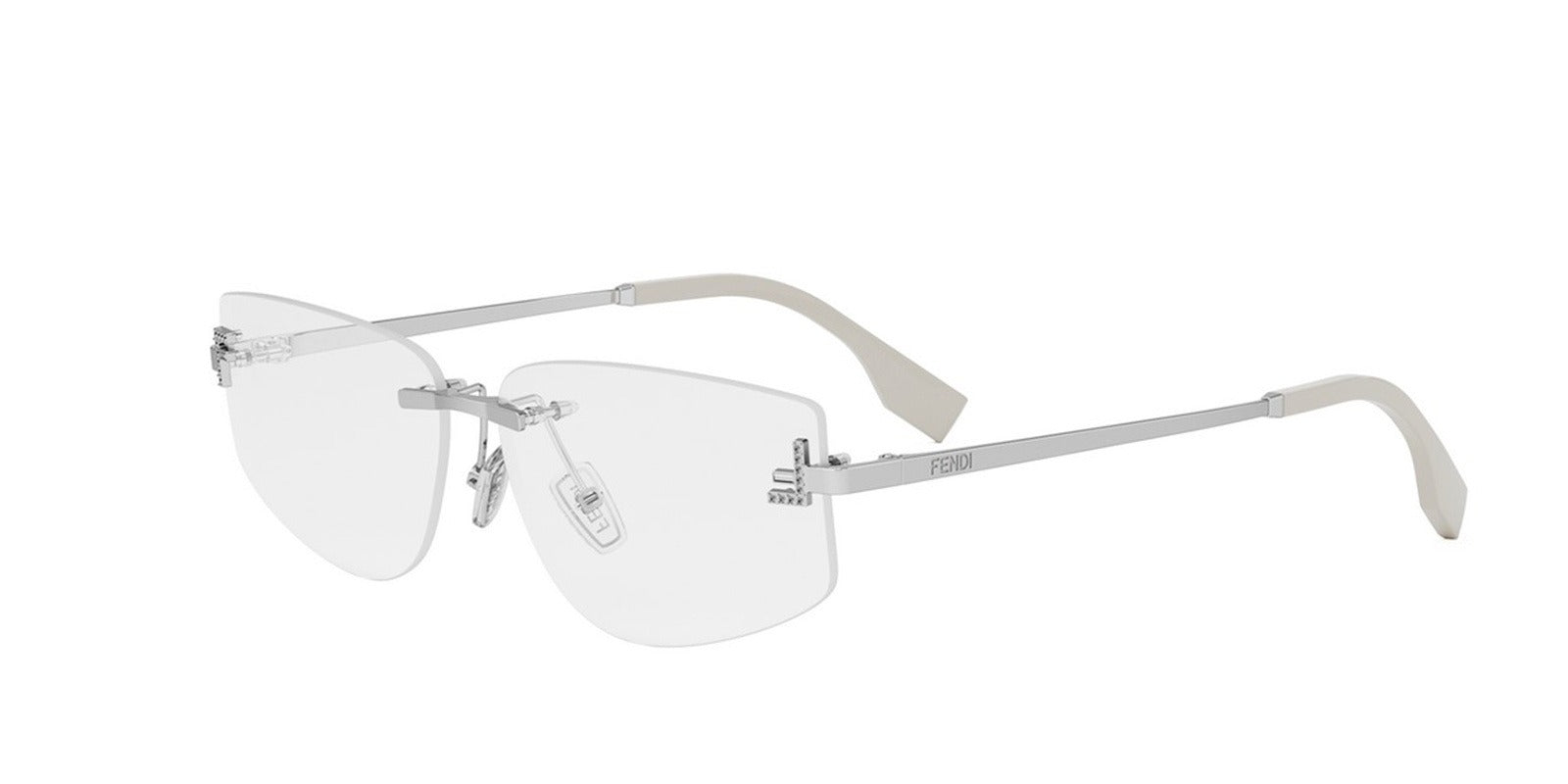 FENDI METAL SILVER IRREGULAR RIMLESS FRAME