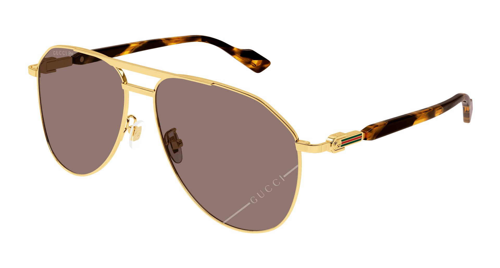 GUCCI METAL GOLD DB AVIATOR SUNGLASS