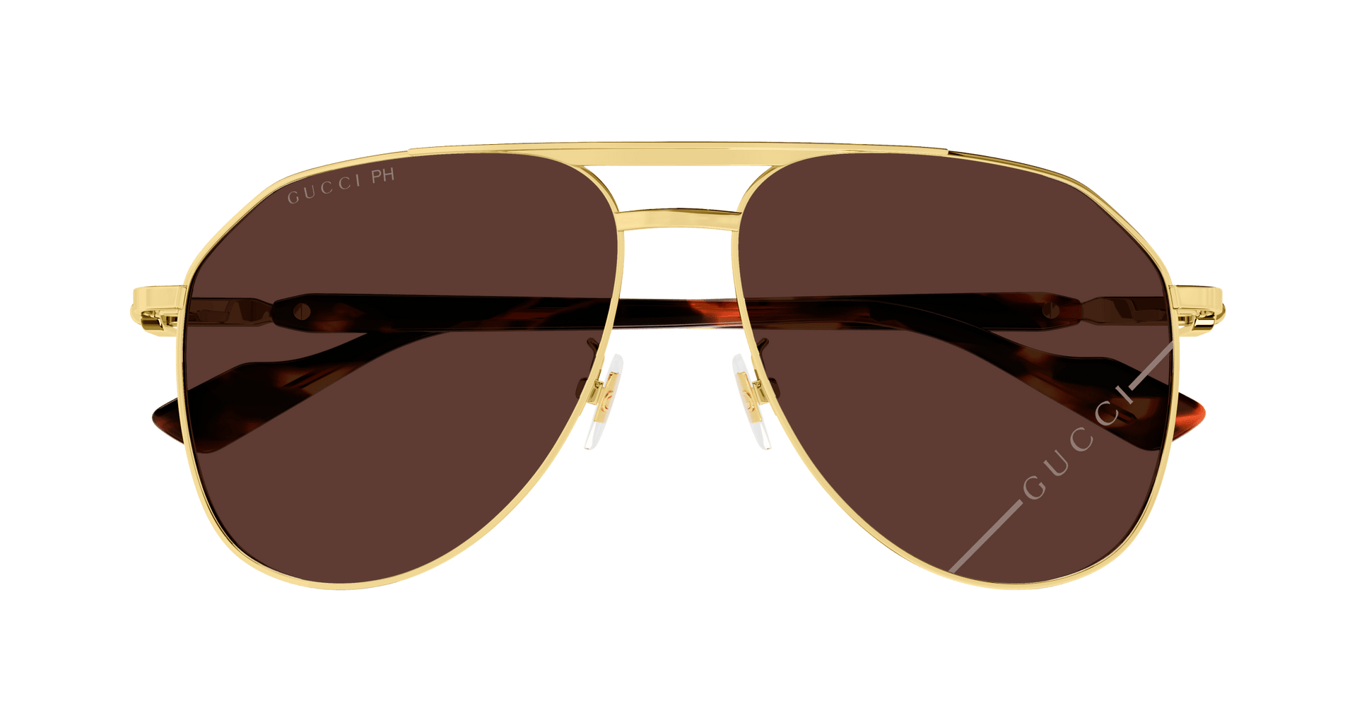 GUCCI METAL GOLD DB AVIATOR SUNGLASS