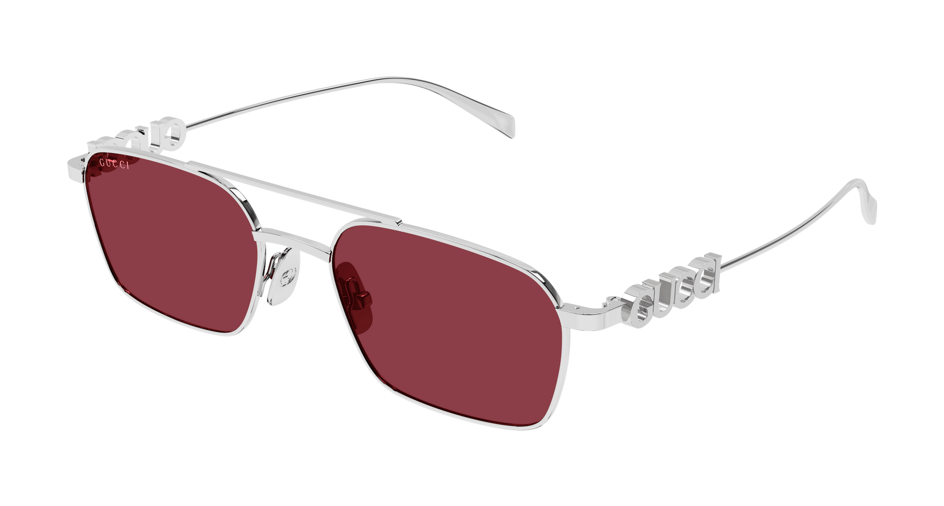 GUCCI METAL DB SQUARE SILVER RED FULL SUNGLASS