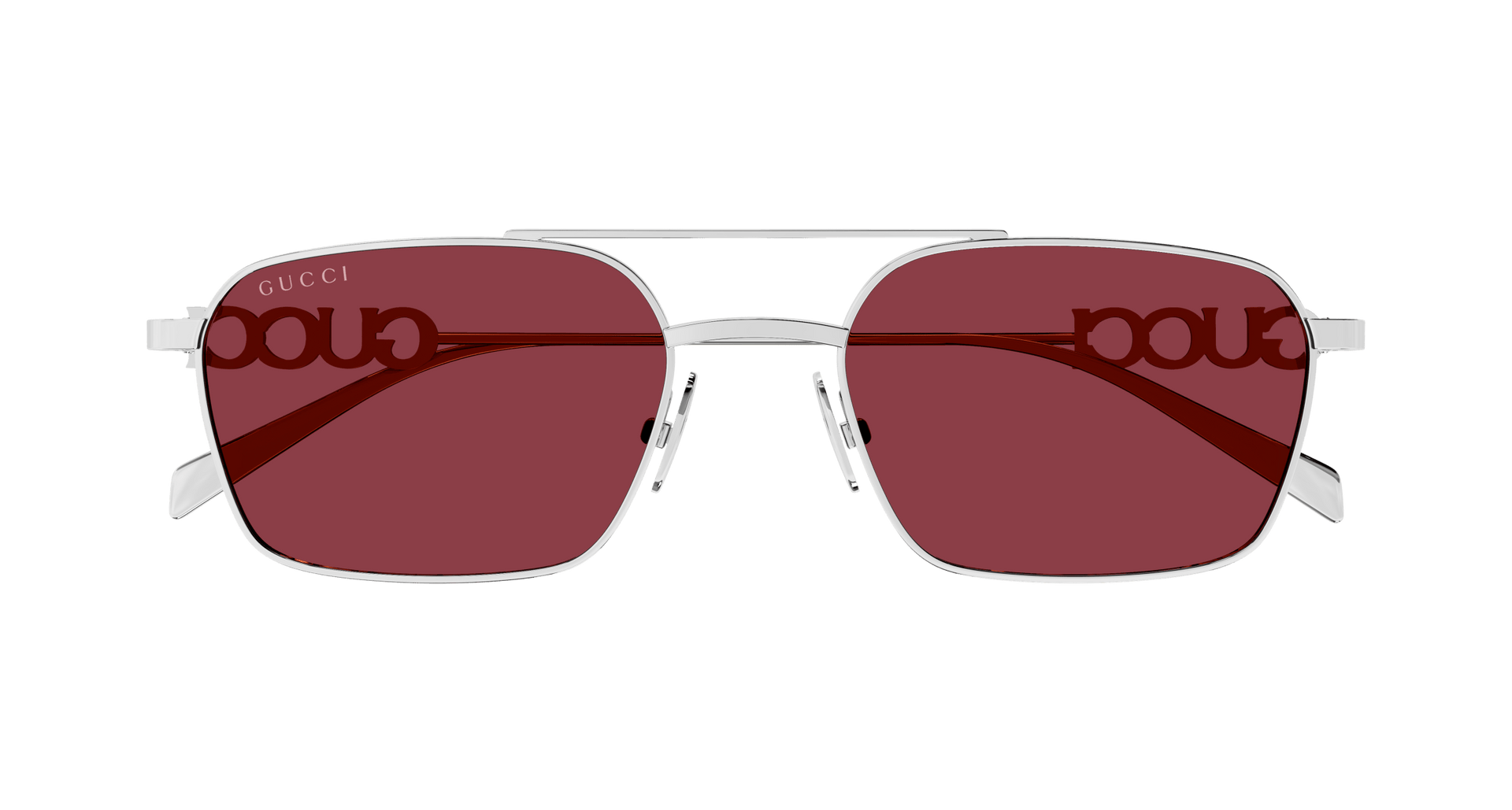 GUCCI METAL DB SQUARE SILVER RED FULL SUNGLASS