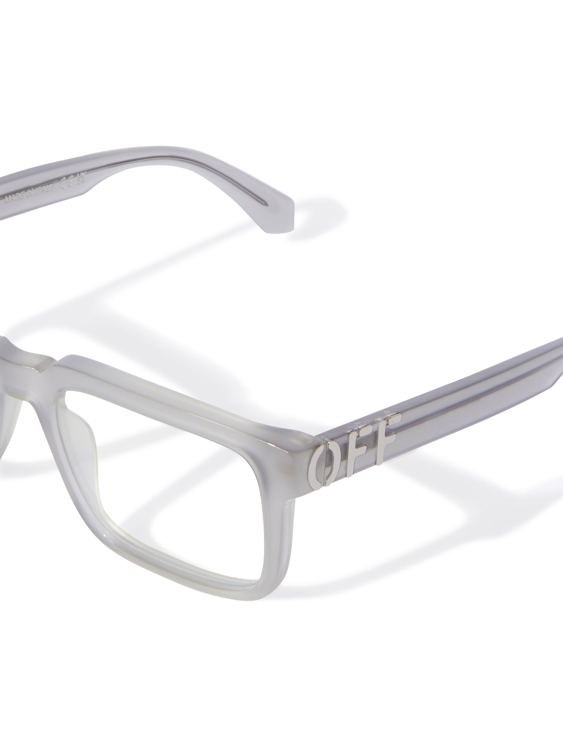 OFF WHITE PLASTIC TRANSPARENT GREY RECTANGLE FULL FRAME