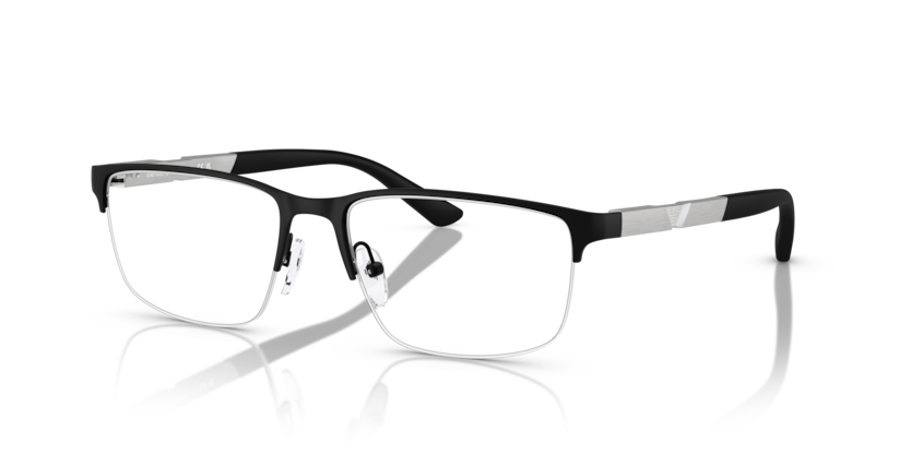 EMPORIO ARMANI METAL MATTE BLACK RECTANGLE SEMI RIM FRAME