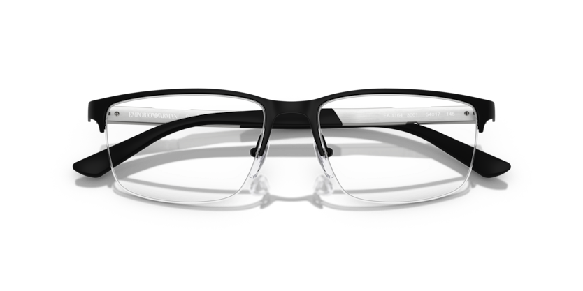 EMPORIO ARMANI METAL MATTE BLACK RECTANGLE SEMI RIM FRAME
