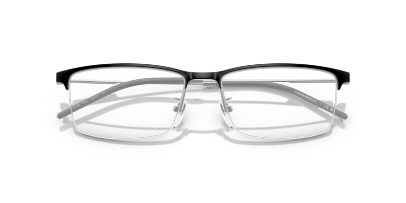 EMPORIO ARMANI METAL MATE BLACK SILVER SEMI RIM RECTANGLE FRAME