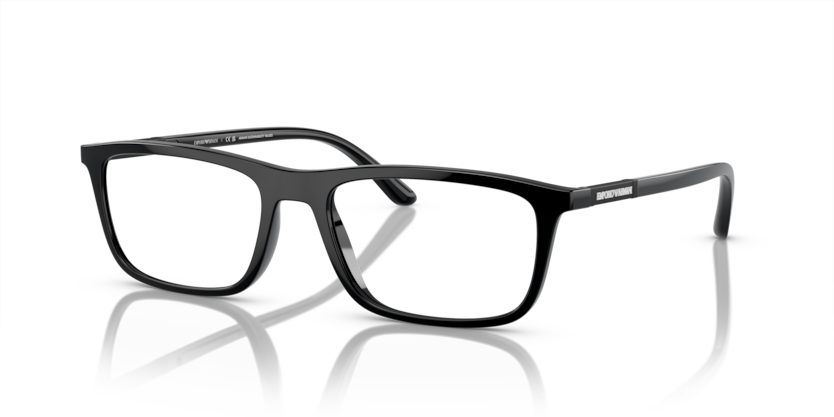 EMPORIO ARMANI CLIP ON PLASTIC RECTANGLE SHINY BLACK FULL FRAME