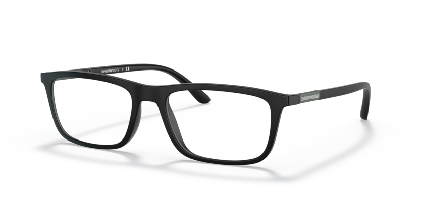 EMPORIO ARMANI CLIP ON PLASTIC RECTANGLE MATTE BLACK FULL FRAME