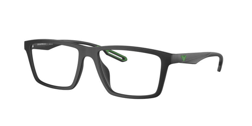 EMPORIO ARMANI CLIP ON PLASTIC RECTANGLE MATTE BLACK FULL FRAME