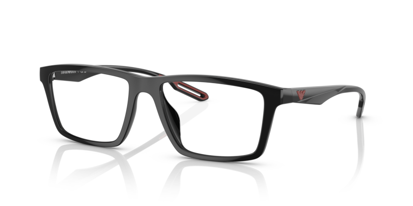 EMPORIO ARMANI CLIP ON PLASTIC RECTANGLE SHINY BLACK FULL FRAME