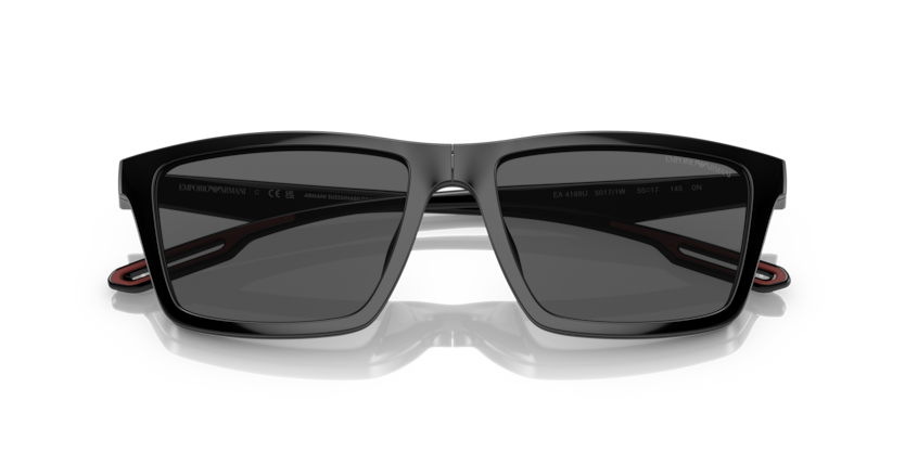 EMPORIO ARMANI CLIP ON PLASTIC RECTANGLE SHINY BLACK FULL FRAME