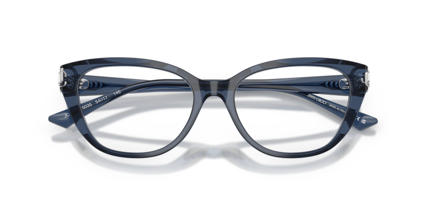 JIMMY CHOO PLASTIC TRANSPARENT NAVY CATEYE FULL FRAME