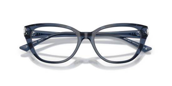 JIMMY CHOO PLASTIC TRANSPARENT NAVY CATEYE FULL FRAME