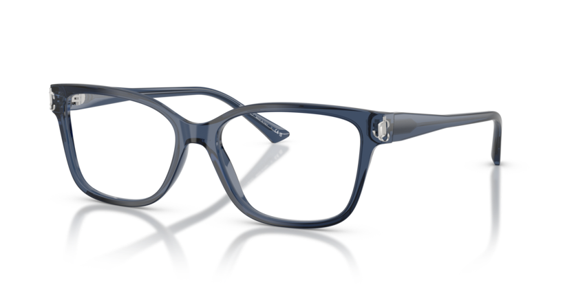 JIMMY CHOO PLASTIC TRANSPARENT NAVY SQUARE FULL FRAME