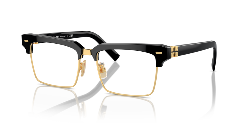MIU MIU METAL RECTANGLE BLACK GOLD FULL FRAME