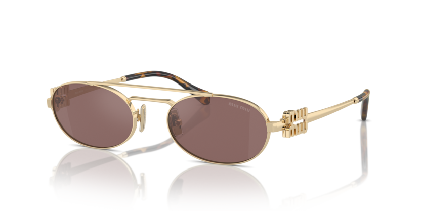 MIU MIU METAL OVAL PALE GOLD BROWN FULL SUNGLASS