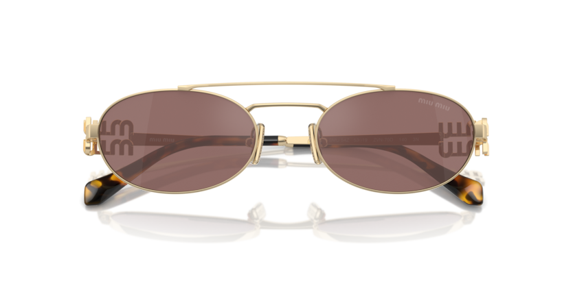 MIU MIU METAL OVAL PALE GOLD BROWN FULL SUNGLASS