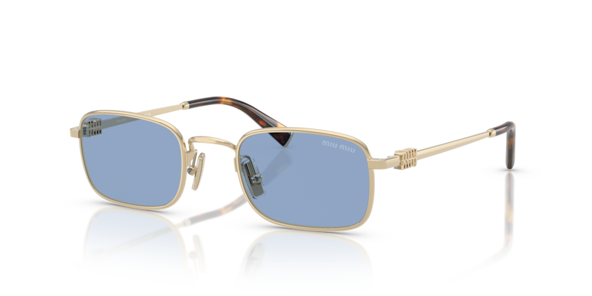 MIU MIU METAL RECTANGLE PALE GOLD BLUE FULL SUNGLASS