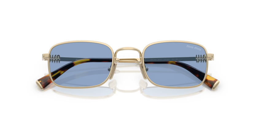 MIU MIU METAL RECTANGLE PALE GOLD BLUE FULL SUNGLASS