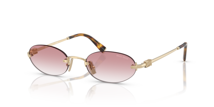 MIU MIU OVAL PALE GOLD PINK RIMLESS METAL FULL SUNGLASS