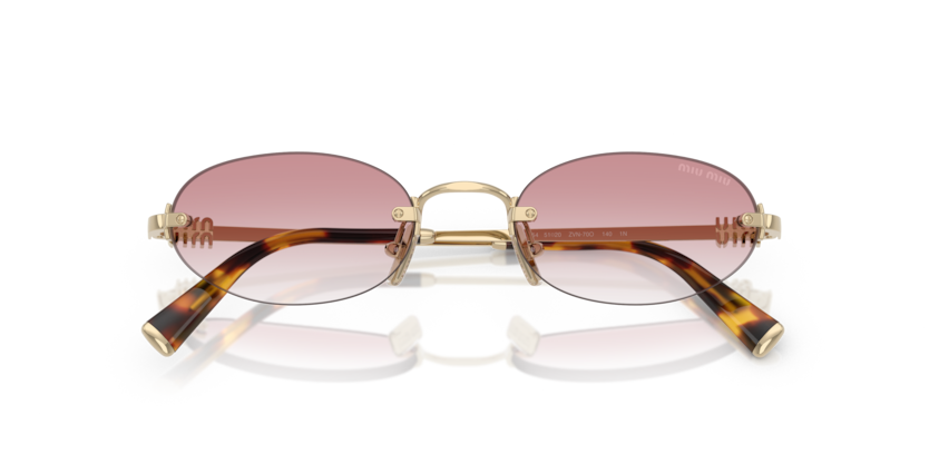 MIU MIU OVAL PALE GOLD PINK RIMLESS METAL FULL SUNGLASS