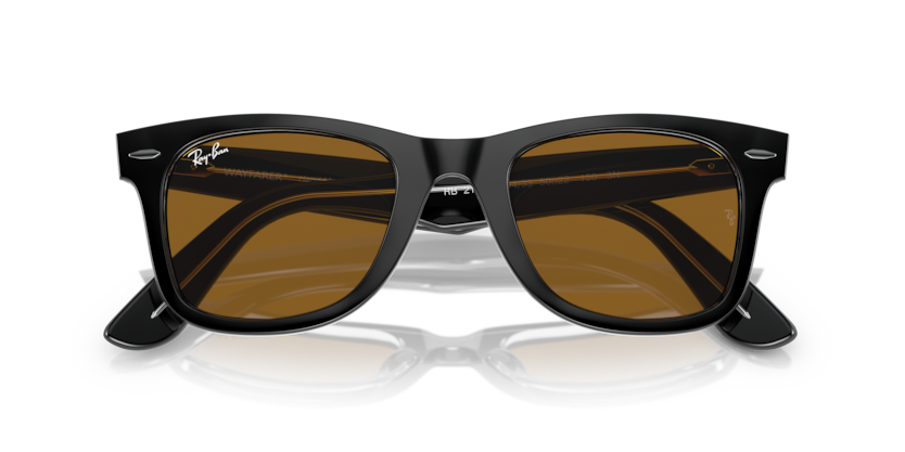 RAYBAN PLASTIC WAYFARER BLACK TRANSPARENT BROWN SUNGLASS