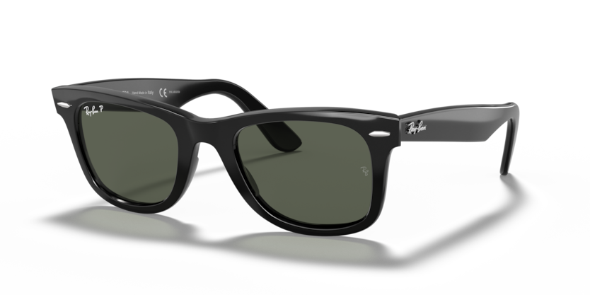RAYBAN PLASTIC WAYFARER BLACK GREEN POLORISED SUNGLASS