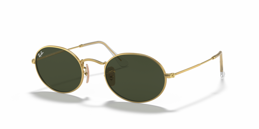 RAYBAN METAL GOLD GREEN OVAL FULL SUNGLASS