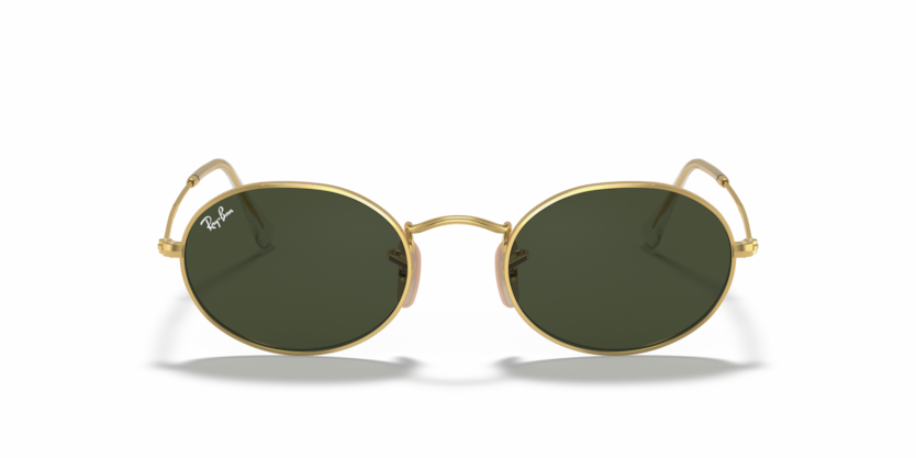 RAYBAN METAL GOLD GREEN OVAL FULL SUNGLASS