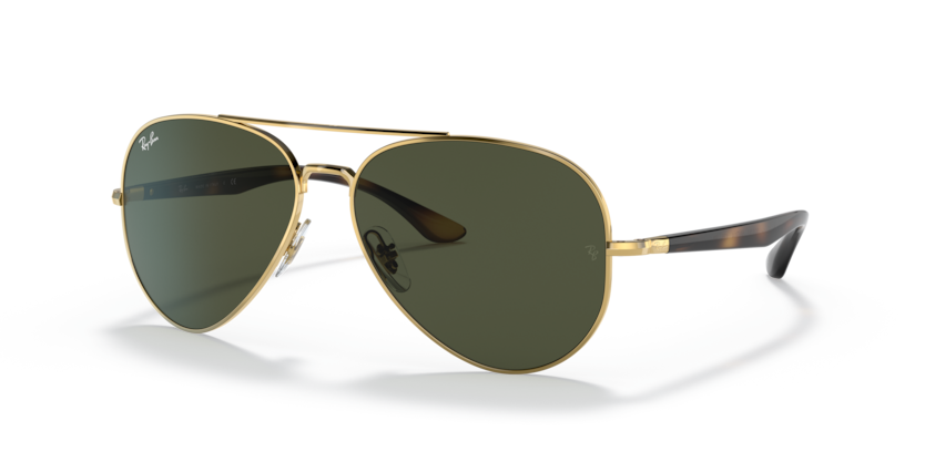RAYBAN METAL DB AVIATOR BLACK GOLD GREEN FULL SUNGLASS