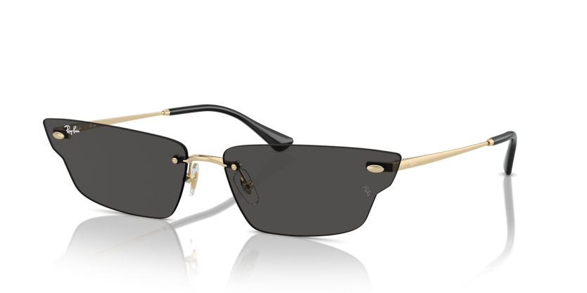 RAYBAN METAL IRREGULAR LIGHT GOLDEN RIMLESS SUNGLASS