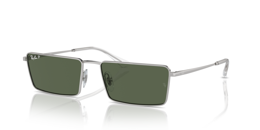 RAYBAN METAL REACTANGLE SILVER DARK GREEN FULL SUNGLASS