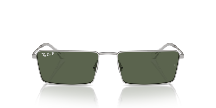 RAYBAN METAL REACTANGLE SILVER DARK GREEN FULL SUNGLASS