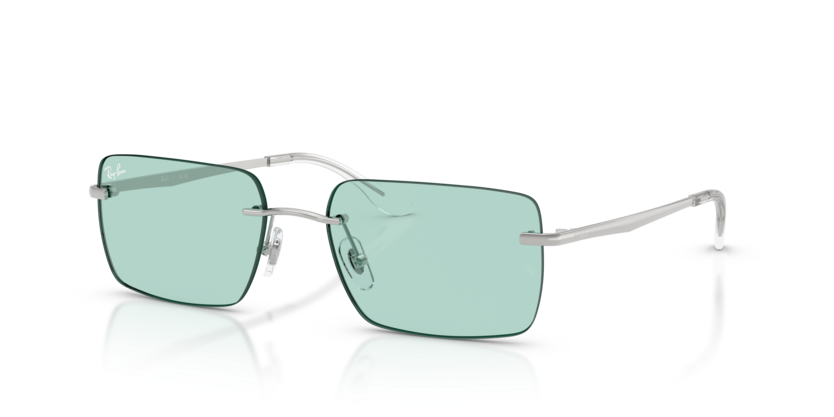 RAYBAN METAL SILVER RECTANGLE RIMLESS SUNGLASS