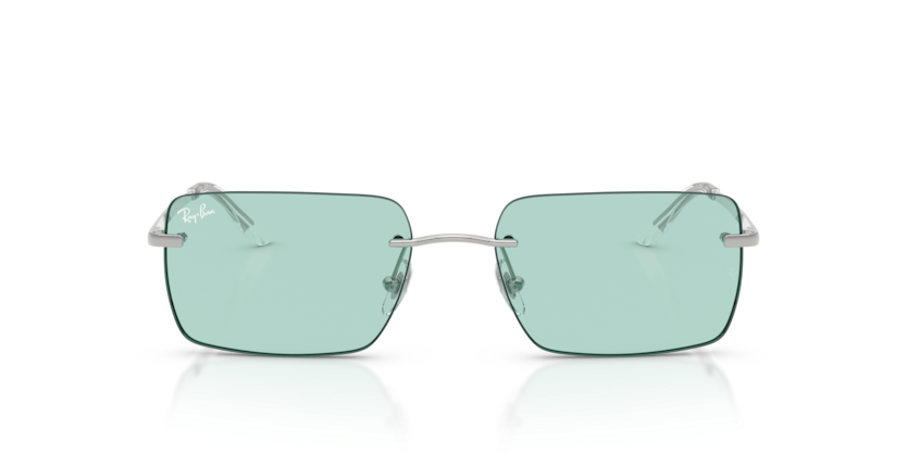 RAYBAN METAL SILVER RECTANGLE RIMLESS SUNGLASS