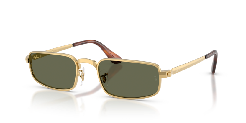 RAYBAN METAL ARISTA GOLD GREEN RECTANGLE FULL SUNGLASS
