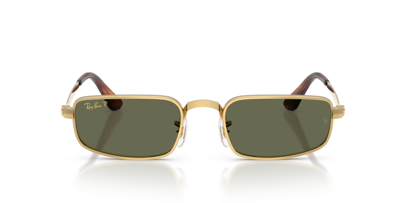 RAYBAN METAL ARISTA GOLD GREEN RECTANGLE FULL SUNGLASS