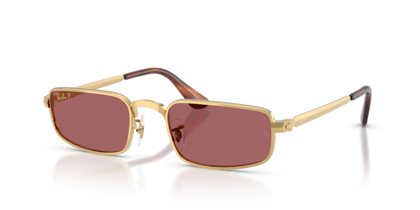 RAYBAN METAL ARISTA GOLD PURPLE RECTANGLE FULL SUNGLASS