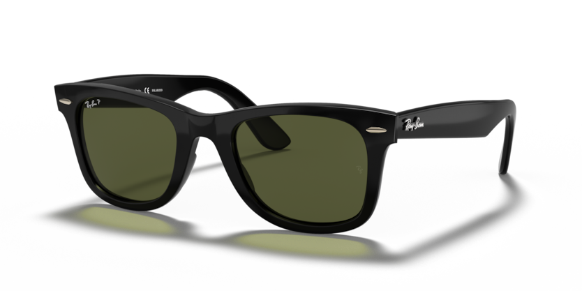 RAYBAN PLASTIC BLACK GREEN SQUARE FULL SUNGLASS