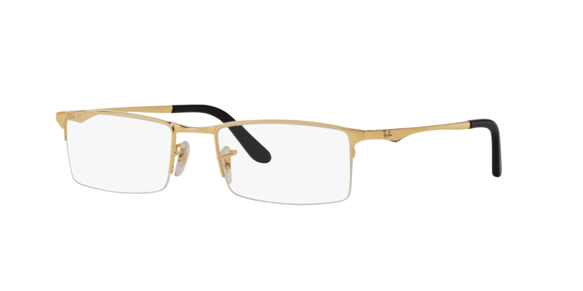 RAYBAN METAL GOLD RECTANGLE SEMI RIM FRAME
