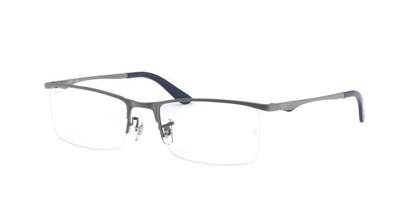 RAYBAN METAL GUNMETAL RECTANGLE SEMI RIM FRAME