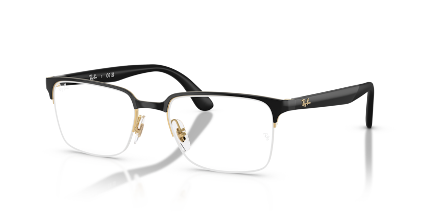 RAYBAN METAL RECTANGLE SEMI RIM BLACK ON GOLD FRAME