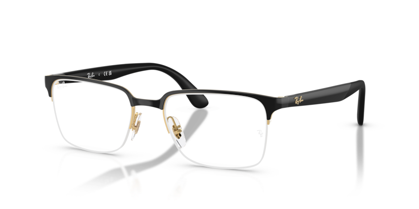 RAYBAN METAL SEMI RIM BLACK GOLD SQUARE FRAME