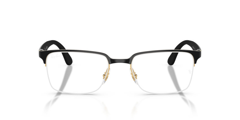 RAYBAN METAL RECTANGLE SEMI RIM BLACK ON GOLD FRAME