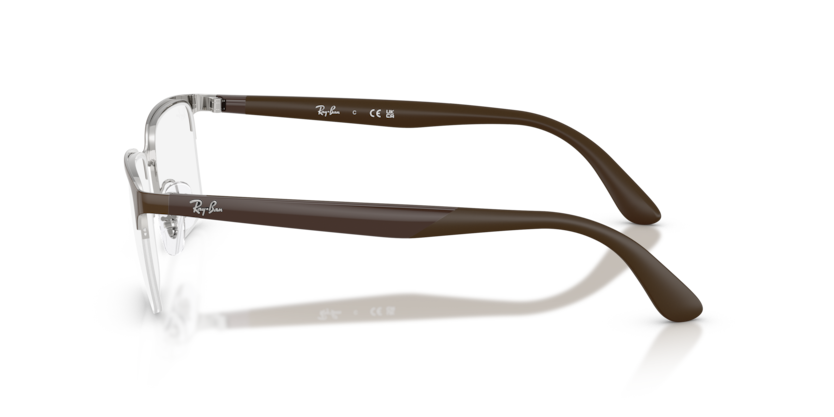 RAYBAN METAL RECTANGLE SEMI RIM BROWN ON SILVER FRAME